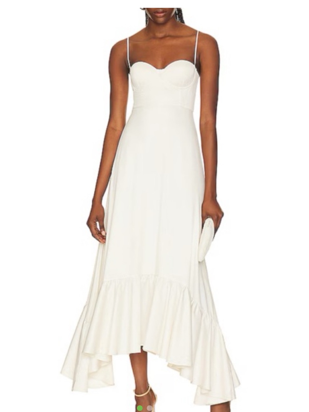 White Ruffle-Hem Maxi dress